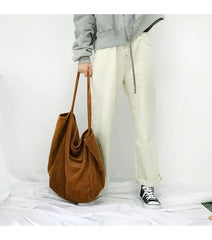 Bolso de Hombro de Pana para Mujeres - Tote de Moda Vintage