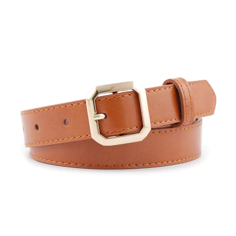 Cinturón Elegante de Mujer con Hebilla Dorada