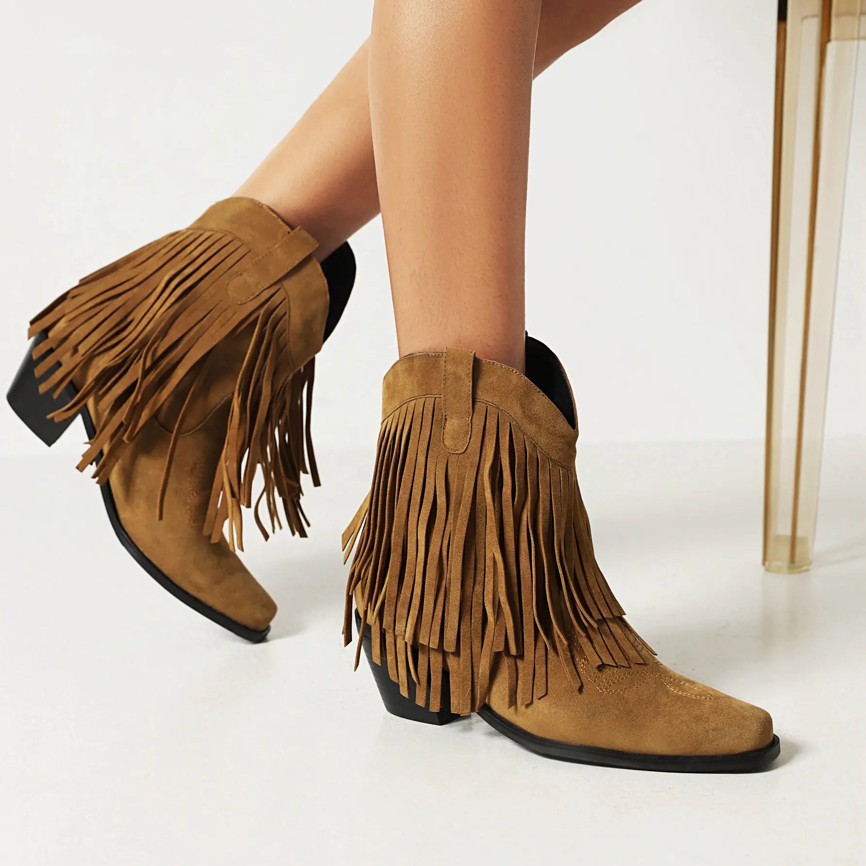 Botas de Tacón Alto con Flecos