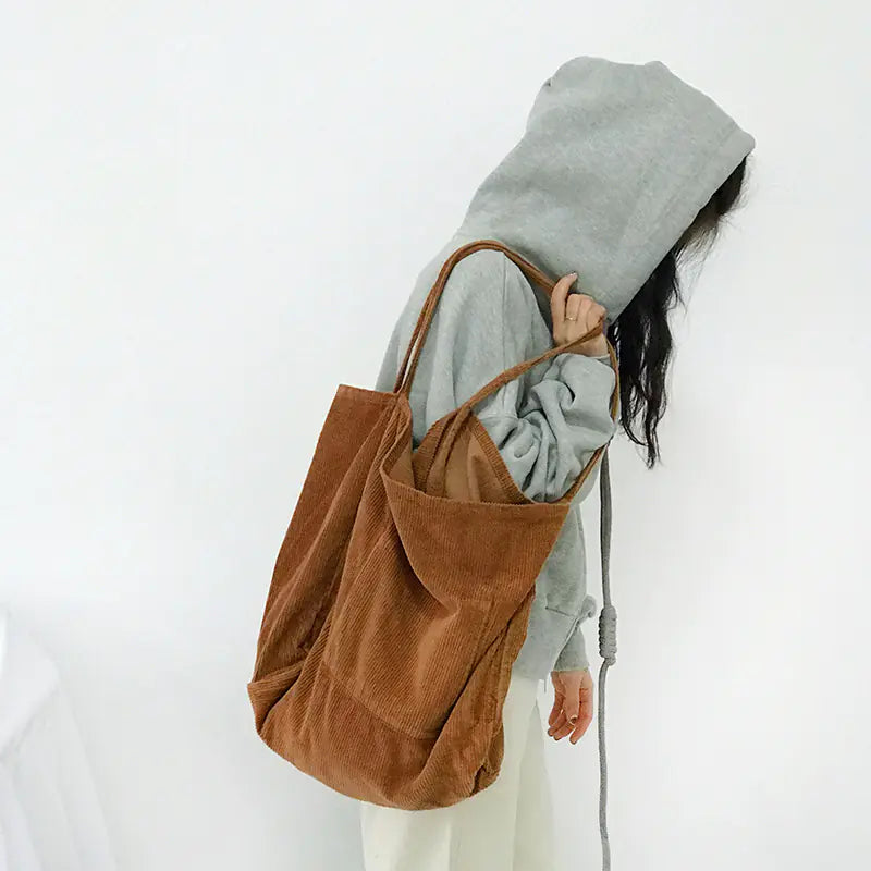 Bolso de Hombro de Pana para Mujeres - Tote de Moda Vintage