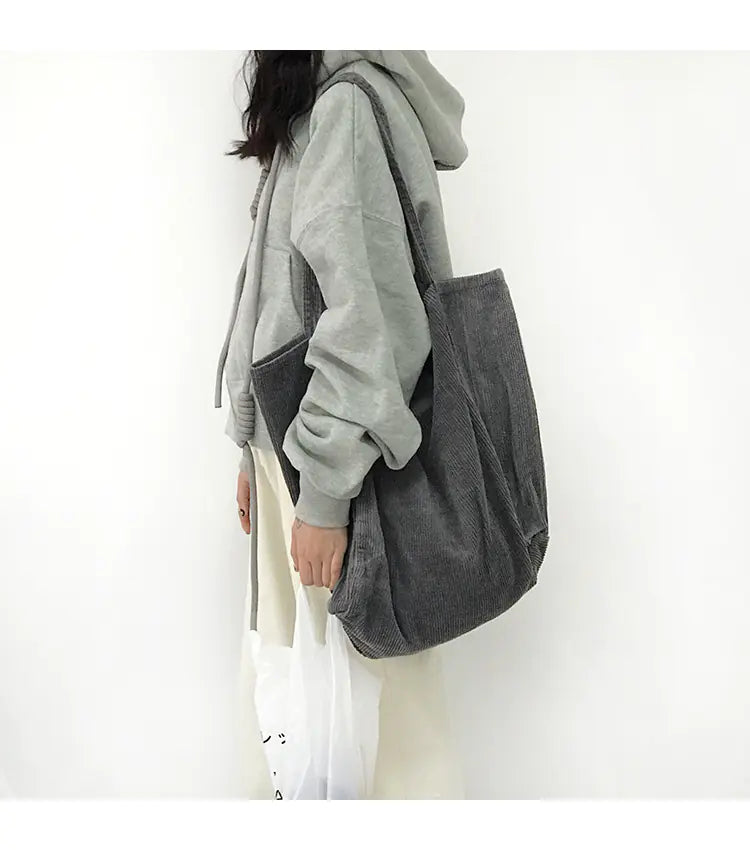 Bolso de Hombro de Pana para Mujeres - Tote de Moda Vintage