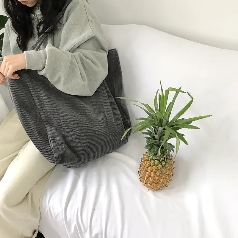 Bolso de Hombro de Pana para Mujeres - Tote de Moda Vintage